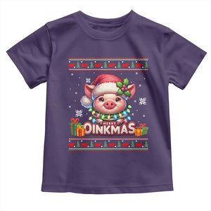 Funny Merry Oinkmas Toddler T Shirt Pig Lover Ugly Christmas Gift TS12 Purple Print Your Wear