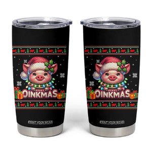 Funny Merry Oinkmas Tumbler Cup Pig Lover Ugly Christmas Gift TS12 Black Print Your Wear