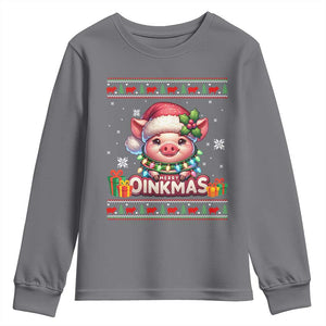 Funny Merry Oinkmas Youth Sweatshirt Pig Lover Ugly Christmas Gift TS12 Charcoal Print Your Wear