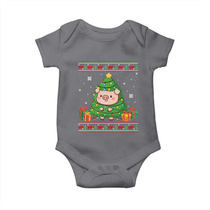 Funny Pig Christmas Tree Ugly Sweater Baby Onesie Farm Animal Gift TS12 Charcoal Print Your Wear