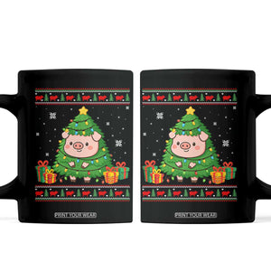 Funny Pig Christmas Tree Ugly Sweater Coffee Mug Farm Animal Gift TS12 Black Print Your Wear