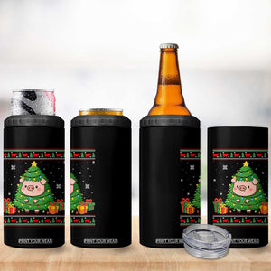 Funny Pig Christmas Tree Ugly Sweater 4 in 1 Can Cooler Tumbler Farm Animal Gift TS12 Print Your Wear