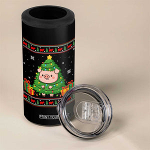 Funny Pig Christmas Tree Ugly Sweater 4 in 1 Can Cooler Tumbler Farm Animal Gift TS12 Print Your Wear