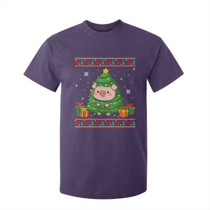 Funny Pig Christmas Tree Ugly Sweater T Shirt For Kid Farm Animal Gift TS12 Purple Print Your Wear