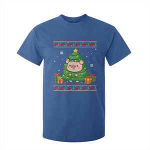 Funny Pig Christmas Tree Ugly Sweater T Shirt For Kid Farm Animal Gift TS12 Royal Blue Print Your Wear