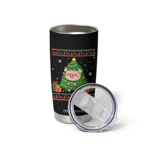 Funny Pig Christmas Tree Ugly Sweater Tumbler Cup Farm Animal Gift TS12 Print Your Wear