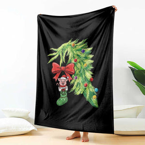 Funny Christmas Pig In Green Hand Naughty Throw Blanket Pet Lover Gift TS12 Print Your Wear