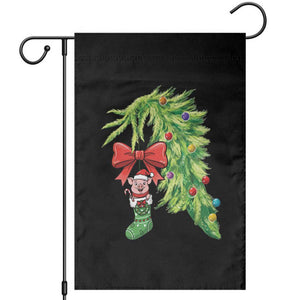 Funny Christmas Pig In Green Hand Naughty Garden Flag Pet Lover Gift TS12 Black Print Your Wear