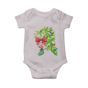 Funny Christmas Pig In Green Hand Naughty Baby Onesie Pet Lover Gift TS12 Ice Gray Print Your Wear