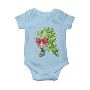 Funny Christmas Pig In Green Hand Naughty Baby Onesie Pet Lover Gift TS12 Light Blue Print Your Wear