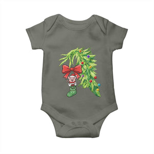 Funny Christmas Pig In Green Hand Naughty Baby Onesie Pet Lover Gift TS12 Military Green Print Your Wear