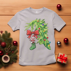 Funny Christmas Pig In Green Hand Naughty T Shirt Pet Lover Gift TS12 Ice Gray Print Your Wear