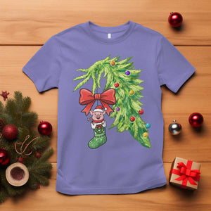 Funny Christmas Pig In Green Hand Naughty T Shirt Pet Lover Gift TS12 Violet Print Your Wear