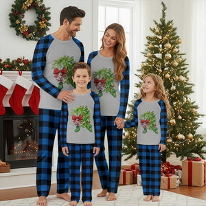 Funny Christmas Pig In Green Hand Naughty Plaid Pajama Set Pet Lover Gift TS12 Blue Plaid Print Your Wear