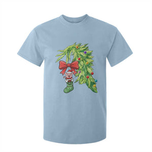 Funny Christmas Pig In Green Hand Naughty T Shirt For Kid Pet Lover Gift TS12 Light Blue Print Your Wear