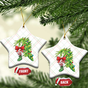 Funny Christmas Pig In Green Hand Naughty Ceramic Ornament Pet Lover Gift TS12 Print Your Wear