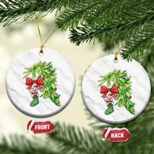 Funny Christmas Pig In Green Hand Naughty Ceramic Ornament Pet Lover Gift TS12 1pc White Marble Print Your Wear