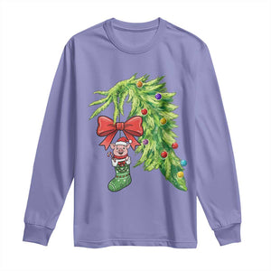Funny Christmas Pig In Green Hand Naughty Long Sleeve Shirt Pet Lover Gift TS12 Violet Print Your Wear