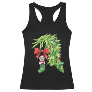 Funny Christmas Pig In Green Hand Naughty Racerback Tank Top Pet Lover Gift TS12 Black Print Your Wear