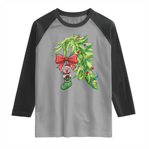 Funny Christmas Pig In Green Hand Naughty Raglan Shirt Pet Lover Gift TS12 Sport Gray Black Print Your Wear