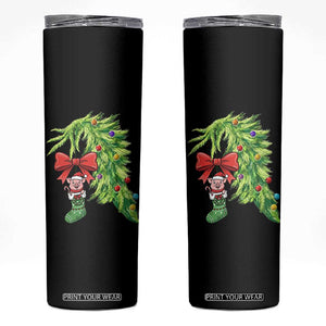 Funny Christmas Pig In Green Hand Naughty Skinny Tumbler Pet Lover Gift TS12 Black Print Your Wear