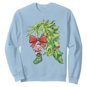 Funny Christmas Pig In Green Hand Naughty Sweatshirt Pet Lover Gift TS12 Light Blue Print Your Wear