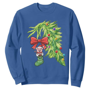 Funny Christmas Pig In Green Hand Naughty Sweatshirt Pet Lover Gift TS12 Royal Blue Print Your Wear