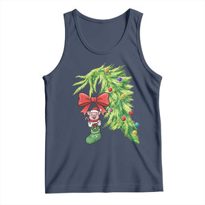 Funny Christmas Pig In Green Hand Naughty Tank Top Pet Lover Gift TS12 Navy Print Your Wear