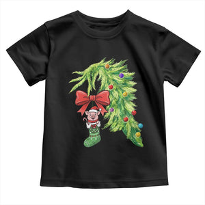Funny Christmas Pig In Green Hand Naughty Toddler T Shirt Pet Lover Gift TS12 Black Print Your Wear