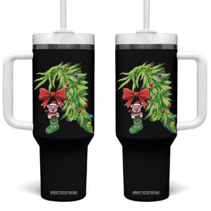 Funny Christmas Pig In Green Hand Naughty Tumbler With Handle Pet Lover Gift TS12 One Size: 40 oz Black Print Your Wear