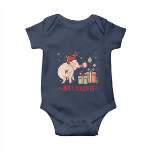 Oinky Holidays Baby Onesie Funny Christmas Pig Lover Gift TS12 Navy Print Your Wear
