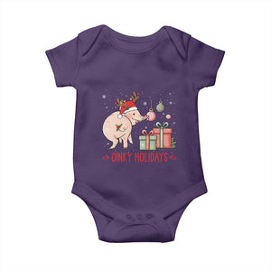 Oinky Holidays Baby Onesie Funny Christmas Pig Lover Gift TS12 Purple Print Your Wear