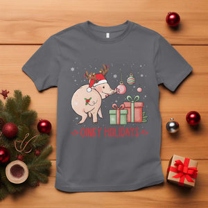 Oinky Holidays T Shirt Funny Christmas Pig Lover Gift TS12 Charcoal Print Your Wear