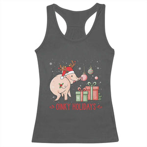 Oinky Holidays Racerback Tank Top Funny Christmas Pig Lover Gift TS12 Dark Heather Print Your Wear