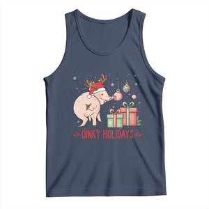 Oinky Holidays Tank Top Funny Christmas Pig Lover Gift TS12 Navy Print Your Wear