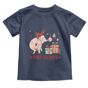 Oinky Holidays Toddler T Shirt Funny Christmas Pig Lover Gift TS12 Navy Print Your Wear