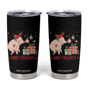 Oinky Holidays Tumbler Cup Funny Christmas Pig Lover Gift TS12 Black Print Your Wear