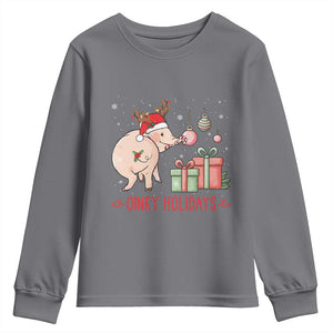 Oinky Holidays Youth Sweatshirt Funny Christmas Pig Lover Gift TS12 Charcoal Print Your Wear