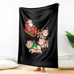Santa Pig Sleigh Crew Throw Blanket Funny Christmas Pig Lover Gift TS12 Print Your Wear