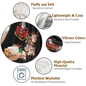 Santa Pig Sleigh Crew Throw Blanket Funny Christmas Pig Lover Gift TS12 Print Your Wear