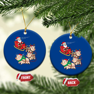 Santa Pig Sleigh Crew Ceramic Ornament Funny Christmas Pig Lover Gift TS12 1pc Blue Print Your Wear