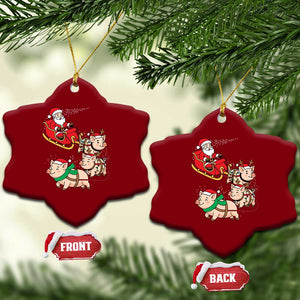 Santa Pig Sleigh Crew Ceramic Ornament Funny Christmas Pig Lover Gift TS12 Print Your Wear