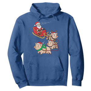Santa Pig Sleigh Crew Hoodie Funny Christmas Pig Lover Gift TS12 Royal Blue Print Your Wear