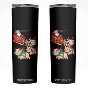 Santa Pig Sleigh Crew Skinny Tumbler Funny Christmas Pig Lover Gift TS12 Black Print Your Wear
