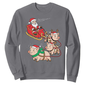 Santa Pig Sleigh Crew Sweatshirt Funny Christmas Pig Lover Gift TS12 Charcoal Print Your Wear