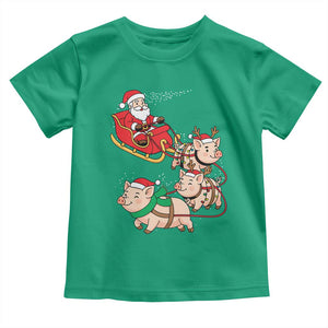 Santa Pig Sleigh Crew Toddler T Shirt Funny Christmas Pig Lover Gift TS12 Irish Green Print Your Wear
