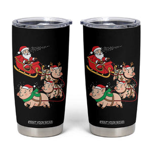 Santa Pig Sleigh Crew Tumbler Cup Funny Christmas Pig Lover Gift TS12 Black Print Your Wear