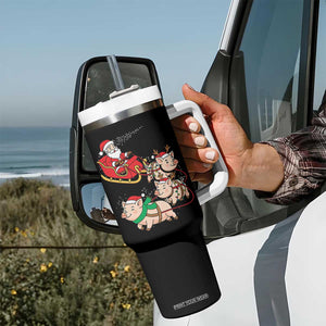 Santa Pig Sleigh Crew Tumbler With Handle Funny Christmas Pig Lover Gift TS12 Print Your Wear