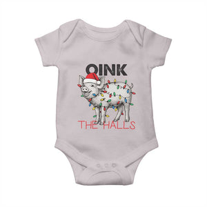 Oink The Halls Baby Onesie Funny Christmas Pig Lover Gift TS12 Ice Gray Print Your Wear