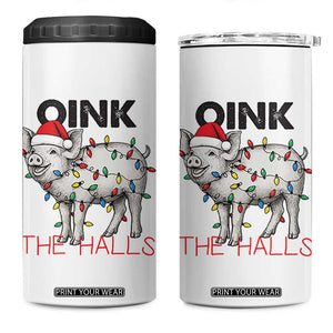 Oink The Halls 4 in 1 Can Cooler Tumbler Funny Christmas Pig Lover Gift TS12 One Size: 16 oz White Print Your Wear